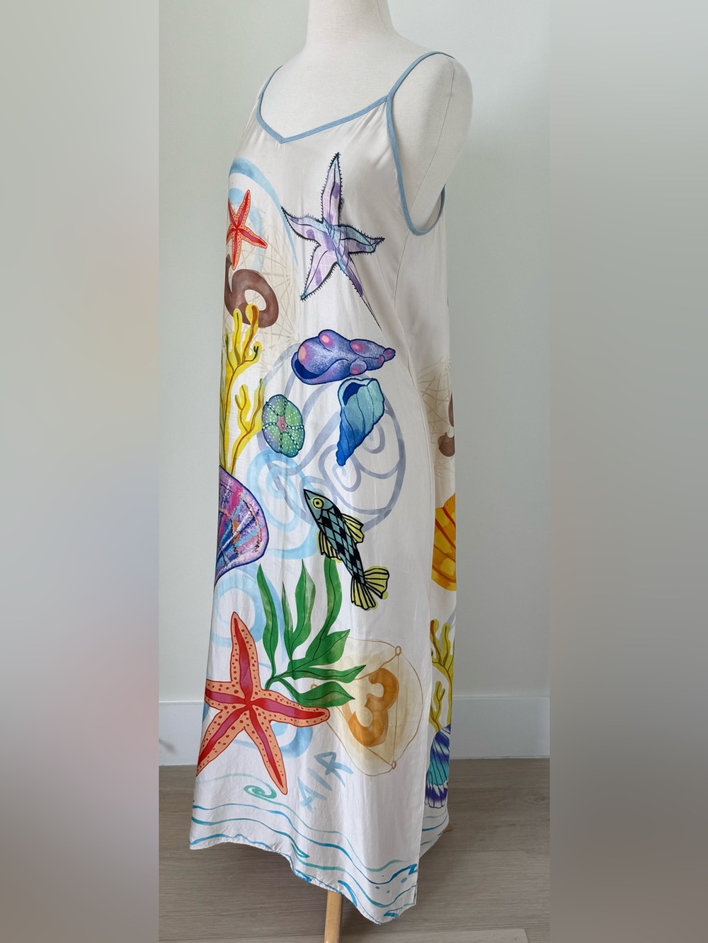 ME369 Sea Print Design Camisole Summer Midi Dress Size Small - Picture 6 of 13